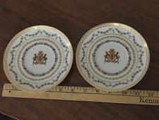 Pair c.1880 Armorial Coat of Arms Crest Samson 6” leopard signed