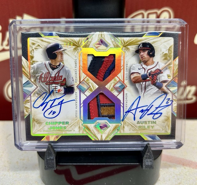 2025 Topps Diamond Icons Dual 1/1 Patch Auto Chipper Jones/Austin Riley Braves