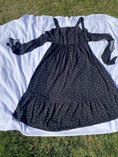 Spirit of Grace black Polka Dot women  MIDI Dress size Medium