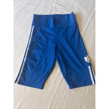 Adidas Biker Shorts Kids L Blue Trefoil 3-Stripe Athletic 1204