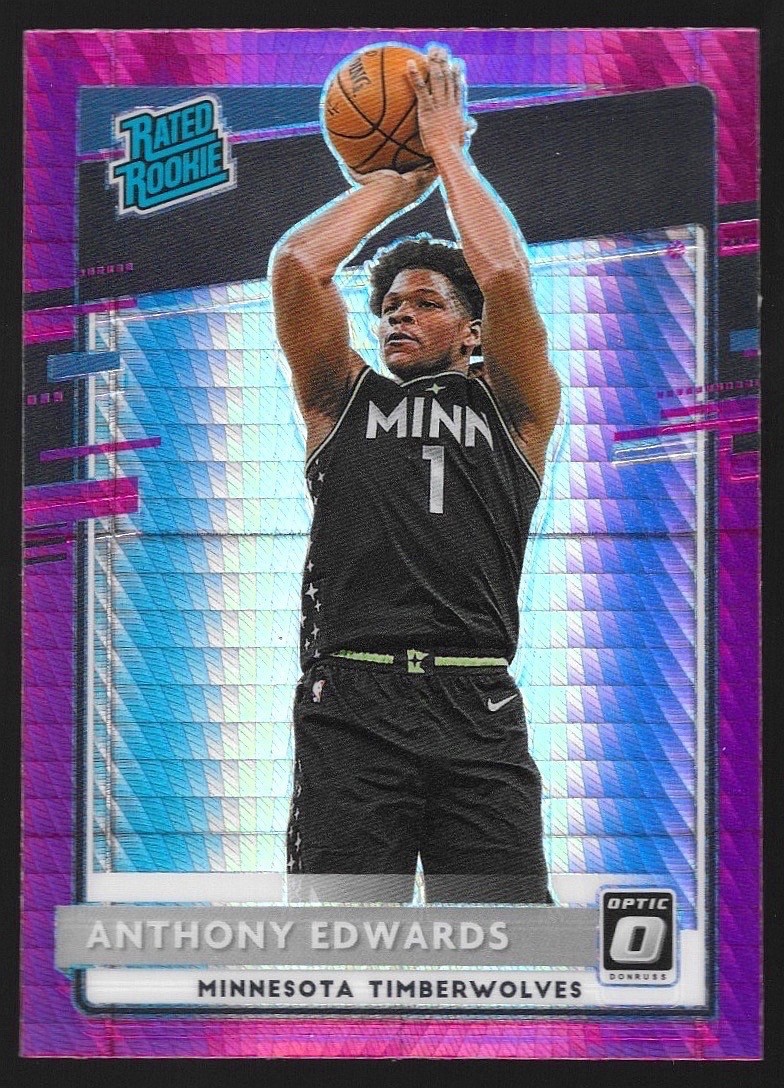 2020 Panini Donruss Optic #151 Anthony Edwards Pink Hyper RC Rookie Card