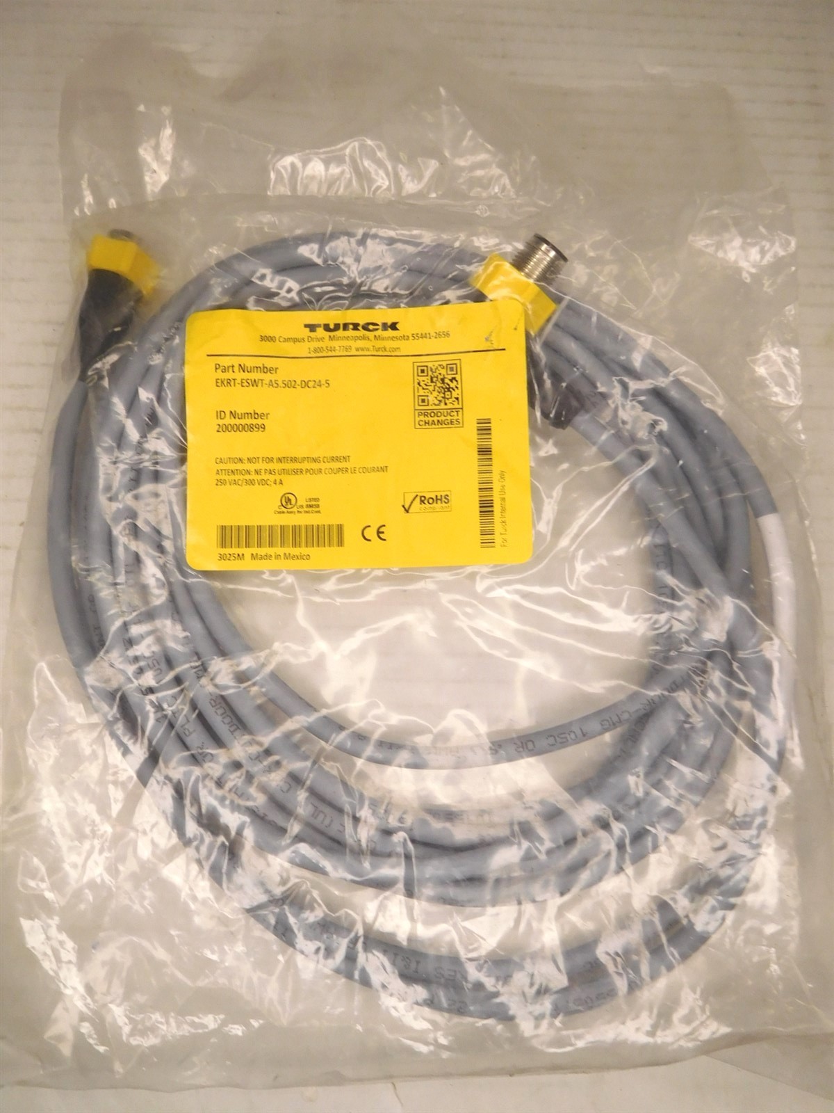 Turck EKRT-ESWT-A5.502-DC24-5 200000899 Cordset Cable (S14-0)