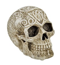 Zeckos Celtic Owl Knotwork Human Skull Statue Pagan