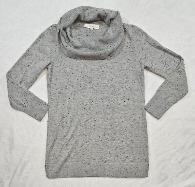 Loft Womens Petite Small Gray And Black Soeckled Cowl Neck Pullover Sweater 