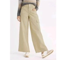 Time and Tru Women's Natural Tan Wide Leg Corduroy Cargo Pants Size 18