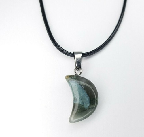 Crescent Moon Necklace Quartz Reiki Crystal Healing Chakra Point Cut Pendant - Picture 36 of 120