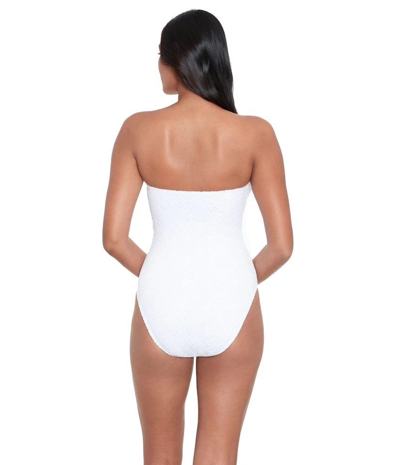 LAUREN Ralph Lauren Womens Crochet Ring Bandeau One-Piece White 14 - Image 2 of 2