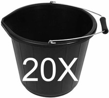 Black Plastic Builders Bucket 3 Gallons 14L Heavy Duty Water/Feed Storage Handle