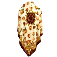ENRICO COVERI FLORAL BROWN SQUARE silk scarf 34 /35 in  a29