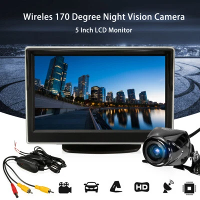 IR DEL Sans fil Caméra de Recul+ 5" Ecran LCD Moniteur Camion de Bus 12V Nouveau - Photo 1/4