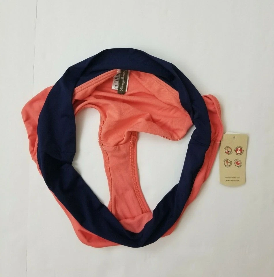 NWT Tommy Bahama Womens XL Bikini Bottoms Navy Blue & Coral Hipster w/ Wide Band - Image 3 of 4