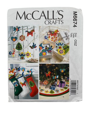 McCall s M6674 Christmas Decorations Tree Skirt Stocking Ornaments Pattern