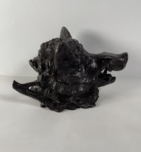 Antique Bronze Figural Boar Sculptural Inkwell | Signed Barrie Design by Fratin - Picture 4 of 10