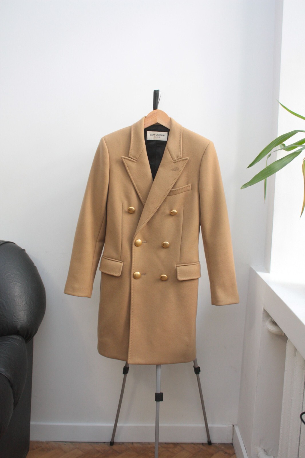 Cappotto donna Saint Laurent Paris beige misto lana cashmere