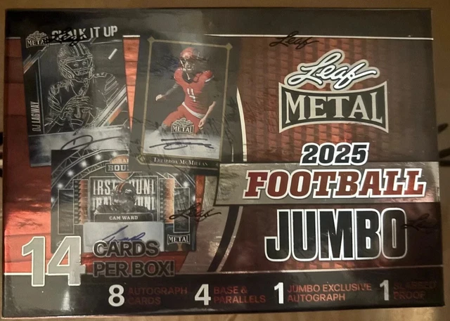 2025 Leaf Metal Football JUMBO Box (9 Autographs Per Box on average)