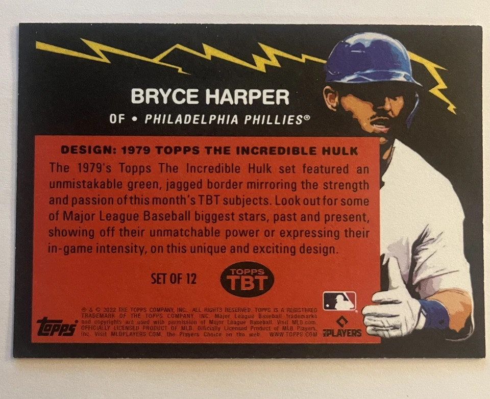 2022 TBT 26 #77 Topps BRYCE HARPER PINK PARALLEL 2/5 HULK VARIATION VERY RARE - Image 3 of 3