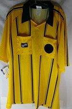 Uniforme Oficial Deportivo Internacional Árbitro Fútbol Polo Amarillo Negro XL NUEVO