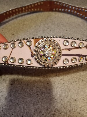 BLAZING ROXX Rhinestone Studded Pink Camouflage Belt - Bling 