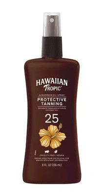 Hawaiian Tropic Protective Tanning Oil Spray Sunscreen SPF 25 8 fl oz  Exp 4/26