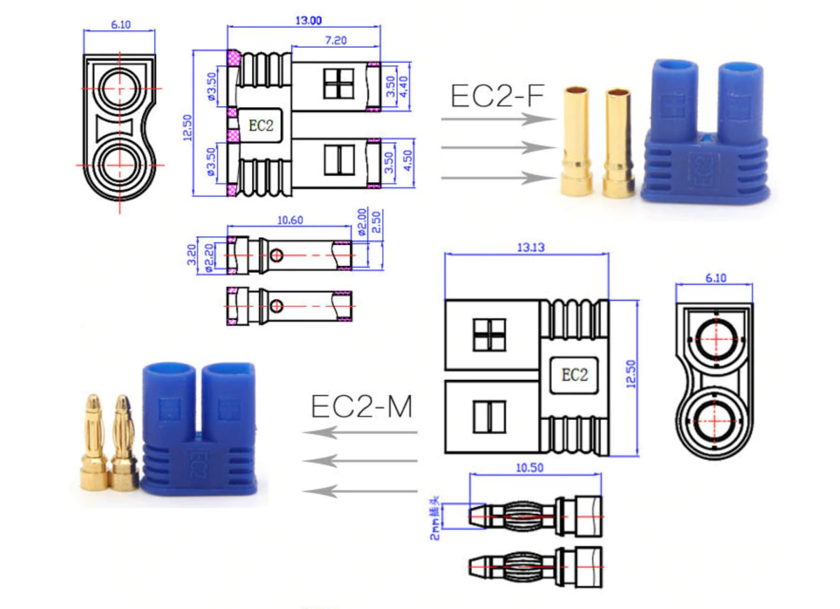 Hochstrom EC5 Stecker & Buchse – 5 Paar, 5,0 Mm Goldkontakt, Bis 180 A, Für Kabel Bis 15 Qmm, Verpolsicher