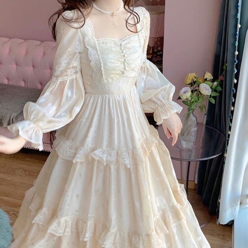 Women Fairy Lolita Dress Puff Sleeve 