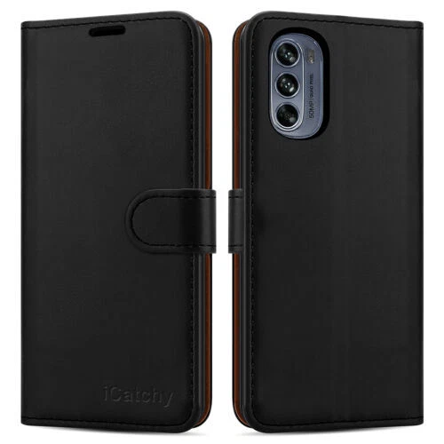 WOBURN Custodia A Libro In Pelle PU Per Motorola Moto G23 – Cover Magnetica Con Funzione Stand E Portafoglio, Colore Nero