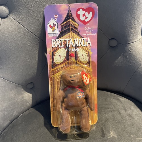 Vintage 1999 TY McDONALDS Teenie Beanie Babys Britannia der Bär nicht mehr produziert in Schachtel