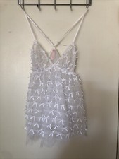Victorias Secret Size M White Sheer Babydoll Nighty With Bows
