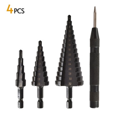 4-teiliges HSS Kobalt Stufenbohrer Nitrid beschichtetes Metallbohrer Set P2F2