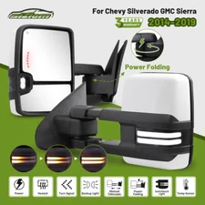 Painted White Power Fold Tow Mirrors For 14-19 Chevy Silverado Sierra Switchback