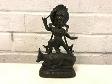 Antique Chinese / Tibetan Sino Tibetan Bronze Buddhist Deity God Yama Dharmaraja