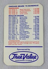 NFL 1979 Chicago Bears Pocket Football Schedule Card - True Value