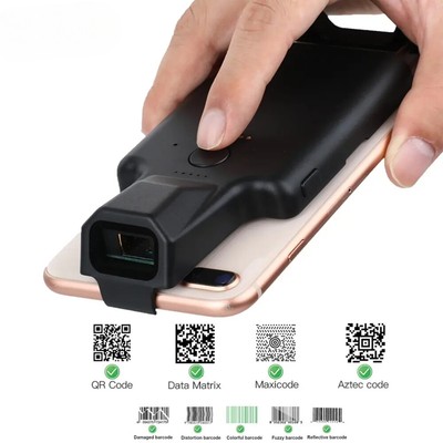 2D Phone Back Clip Bluetooth Barcode Scanner Barcode Reader Data Matrix Code