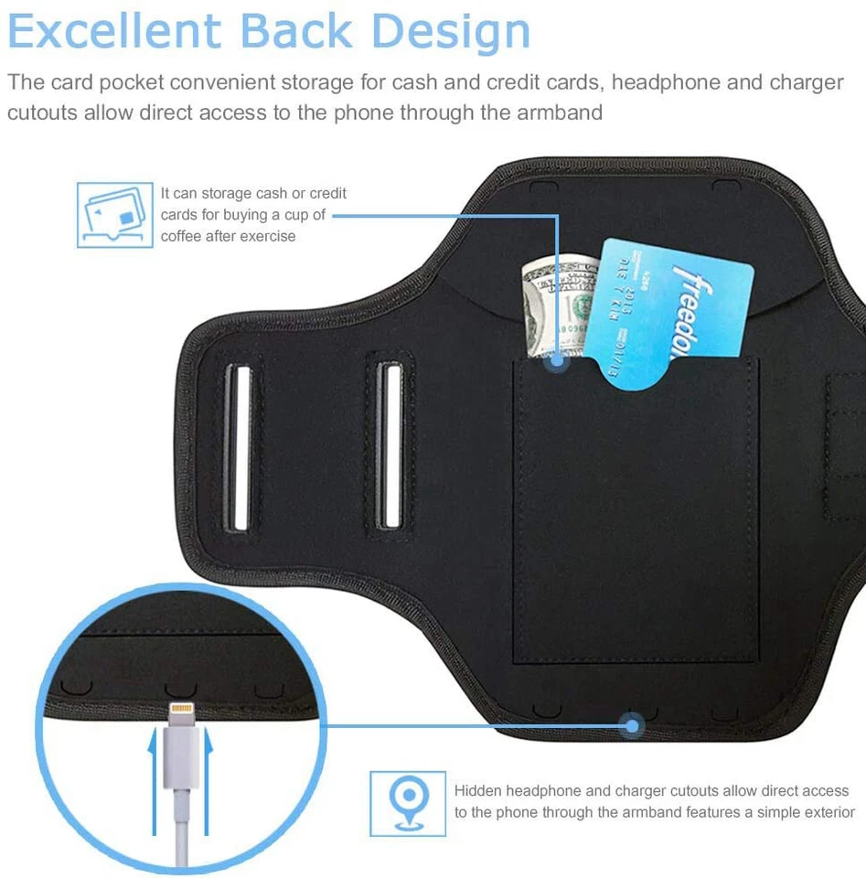 For iPhone 16 15 14 Pro Max Sports Running Yoga Gym Armband Arm Band Case Holder - Image 4 of 4