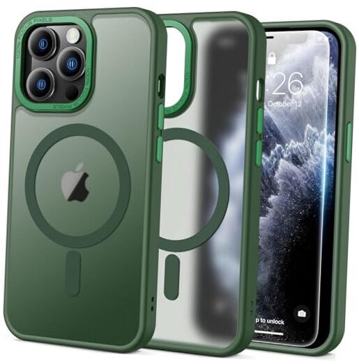 Enhanced Magnetic for Case with Screen Protector  iPhone 15 Pro Max Pine Green