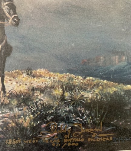 Signed Ltd Ed Civil War Print Buffalo Soldiers Texas 11/200 1880s - Picture 2 of 2