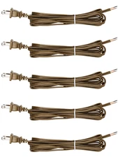 Antique Lamp Cord, 12 Foot Long Replacement Repair Part, 18/2 SPT-1 Wire -5 Pack