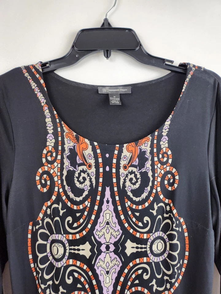 INC International Concepts женщин Shift платье средний черный пейсли длинным рукавом - Изображение 3 из 4