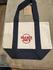 TRADER JOE'S MINI CANVAS TOTE BAG LIMITED EDITION NEW WITH TAGS NAVY BLUE