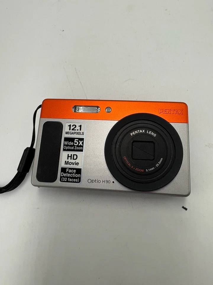 Pentax Optio H90 Compact Digital Camera 12.1MP 5x Zoom Orange TESTED WORKING - Image 2 of 4