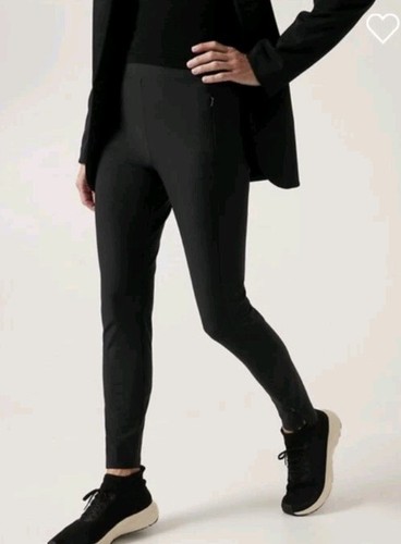 Athleta Stellar Tight Women’s Size S Travel Zip Pockets Ankle Stretch Black