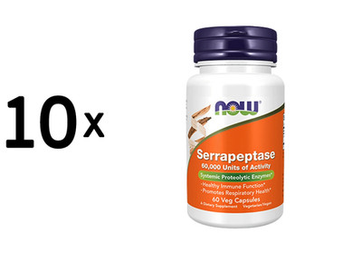 10 x Now Foods Serrapeptase (60 vcaps) Unflavoured (666,64 EUR/kg)