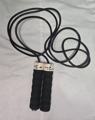 WEIGH to JUMP Weighted Jump Rope Set Black/White w/ Weight Bars, Rubber Grip