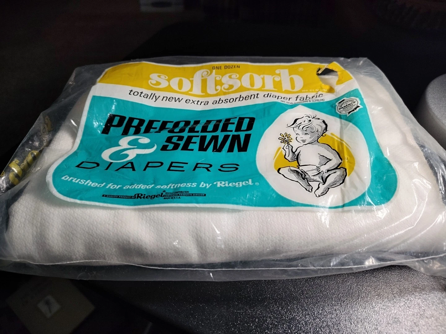 Vtg Riegel Cloth Prefolded & Sewn Diapers Opened 6 Unused Diapers Remain