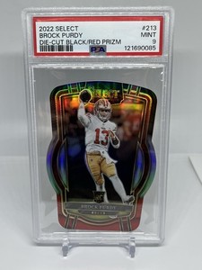 2022 Panini Select BROCK PURDY Club Level Black & Red Prizm Die Cut #213 PSA 9!