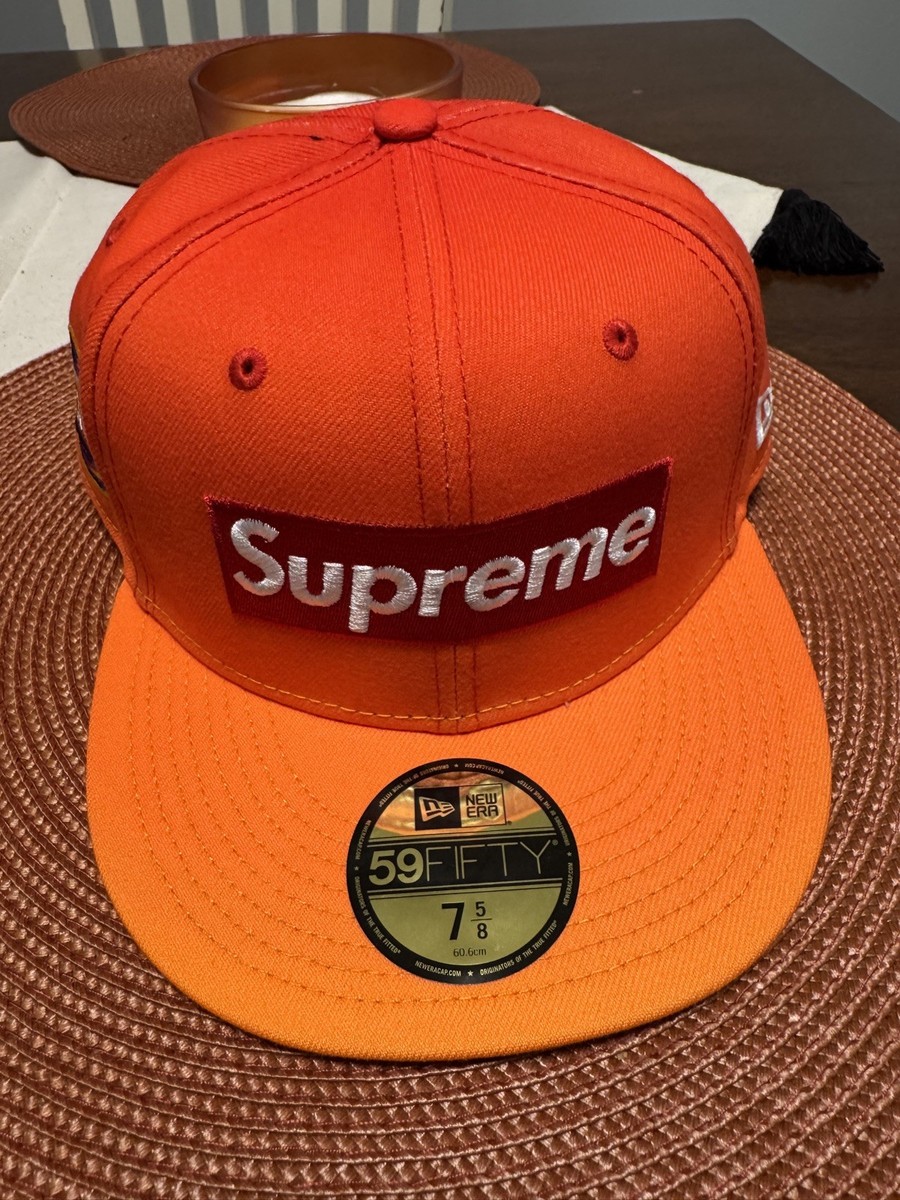 SUPREME GRADIENT BOX LOGO NEW ERA FITTED HAT ORANGE SZ 7 5/8 | eBay