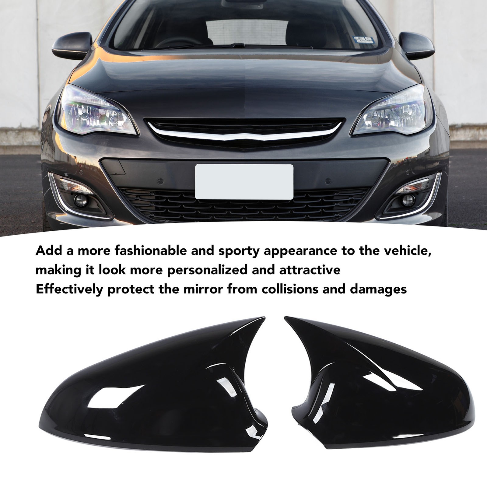 °Pair Of Glossy Black Rearview Mirror Cover Cap Enhance Vehicle Appearance