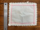 White & Pink Cotton Vintage Embroidered Set w/ Lace Trim, 2pc Placemat & Doily — photo 9