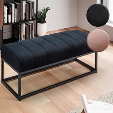 FineBuy Banc 108 cm Velours Rembourré Banc Banquette Moderne Couloir Métal 