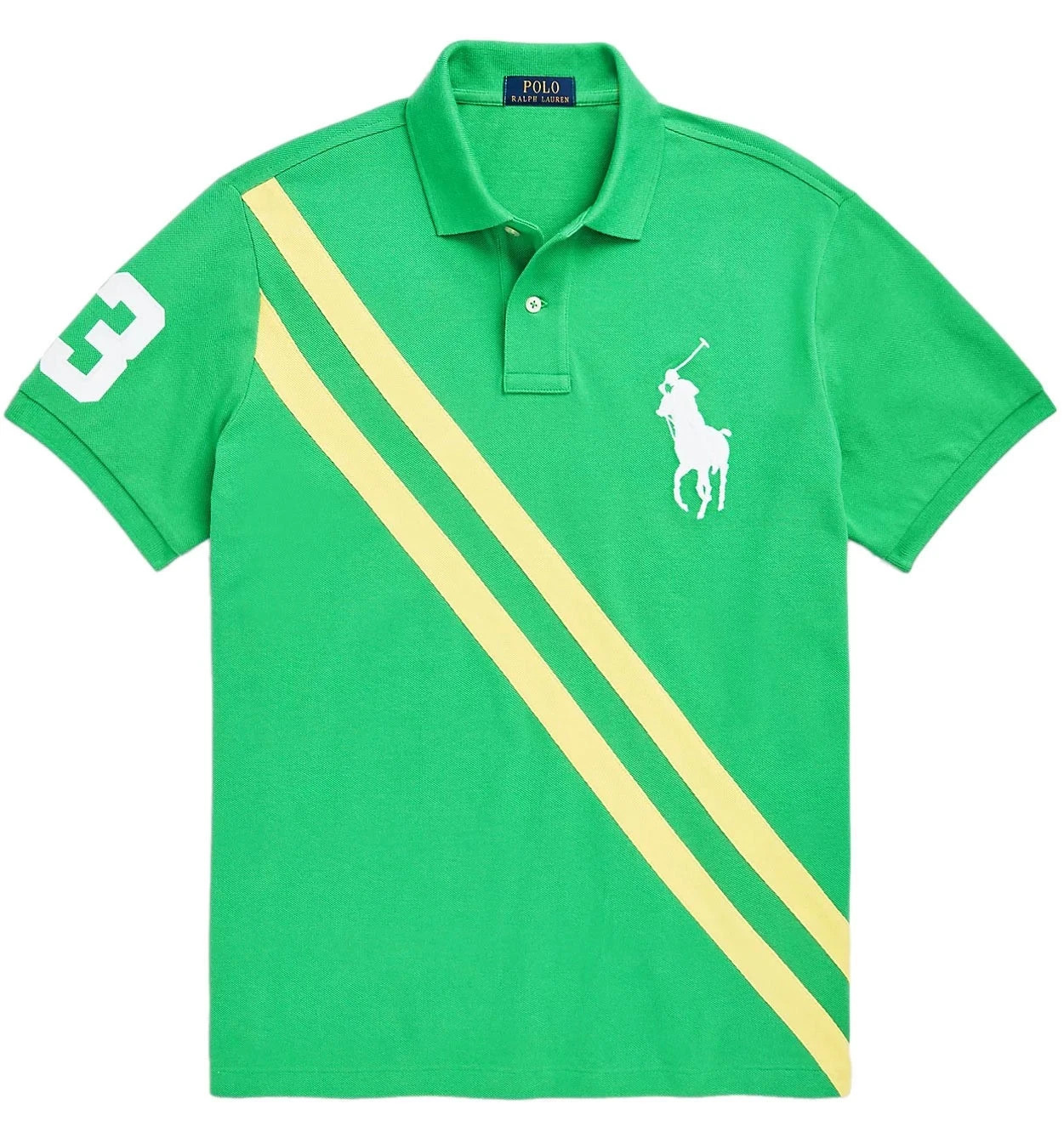 RALPH LAUREN Green Big Pony Slim Fit Polo Shirt Cotton Custom Tiller Design